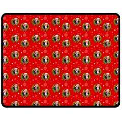 Trump Wrait Pattern Make Christmas Great Again Maga Funny Red Gift With Snowflakes And Trump Face Smiling Fleece Blanket (medium)  by snek