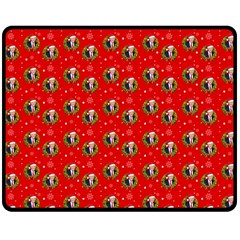 Trump Wrait Pattern Make Christmas Great Again Maga Funny Red Gift With Snowflakes And Trump Face Smiling Double Sided Fleece Blanket (medium)  by snek