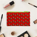 Trump Wrait Pattern Make Christmas Great Again MAGA Funny Red Gift with Snowflakes and Trump Face smiling Cosmetic Bag (XS) Back