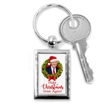 Make Christmas Great Again with Trump Face MAGA Key Chains (Rectangle)  Front