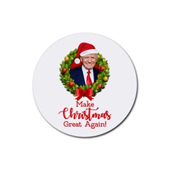 Make Christmas Great Again With Trump Face Maga Rubber Coaster (round)  by snek