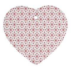 Pattern Christmas Pattern Red Stars Ornament (heart)