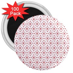 Pattern Christmas Pattern Red Stars 3  Magnets (100 Pack) by Sapixe