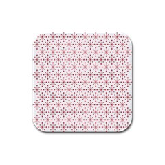 Pattern Christmas Pattern Red Stars Rubber Square Coaster (4 Pack) 