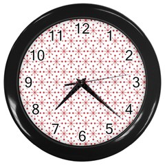 Pattern Christmas Pattern Red Stars Wall Clock (black) by Sapixe