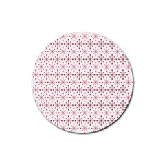 Pattern Christmas Pattern Red Stars Rubber Round Coaster (4 Pack)  by Sapixe