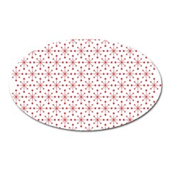 Pattern Christmas Pattern Red Stars Oval Magnet by Sapixe