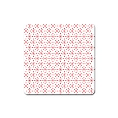 Pattern Christmas Pattern Red Stars Square Magnet