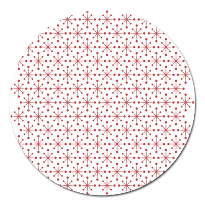 Pattern Christmas Pattern Red Stars Magnet 5  (Round)