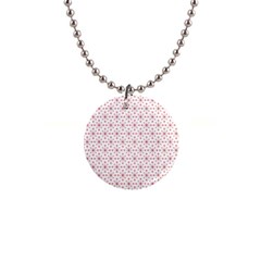 Pattern Christmas Pattern Red Stars 1  Button Necklace