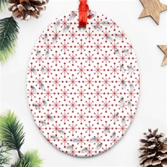 Pattern Christmas Pattern Red Stars Oval Filigree Ornament (two Sides) by Sapixe