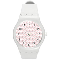 Pattern Christmas Pattern Red Stars Round Plastic Sport Watch (m)