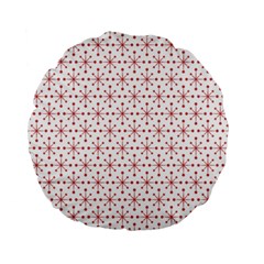 Pattern Christmas Pattern Red Stars Standard 15  Premium Round Cushions