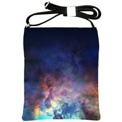 Lagoon Nebula Interstellar Cloud Pastel Pink, Turquoise And Yellow Stars Shoulder Sling Bag by genx