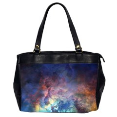 Lagoon Nebula Interstellar Cloud Pastel Pink, Turquoise And Yellow Stars Oversize Office Handbag (2 Sides) by genx