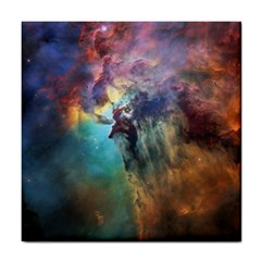 Lagoon Nebula Interstellar Cloud Pastel Pink, Turquoise And Yellow Stars Tile Coasters by genx