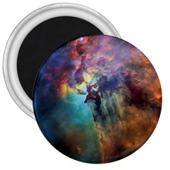 Lagoon Nebula Interstellar Cloud Pastel Pink, Turquoise And Yellow Stars 3  Magnets