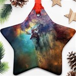 Lagoon Nebula Interstellar Cloud Pastel pink, turquoise and yellow stars Ornament (Star) Front