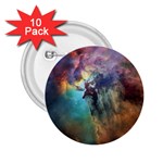 Lagoon Nebula Interstellar Cloud Pastel pink, turquoise and yellow stars 2.25  Buttons (10 pack)  Front