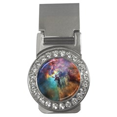 Lagoon Nebula Interstellar Cloud Pastel Pink, Turquoise And Yellow Stars Money Clips (cz)  by genx