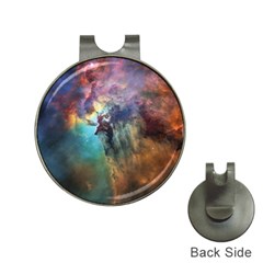 Lagoon Nebula Interstellar Cloud Pastel Pink, Turquoise And Yellow Stars Hat Clips With Golf Markers by genx