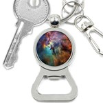 Lagoon Nebula Interstellar Cloud Pastel pink, turquoise and yellow stars Bottle Opener Key Chains Front