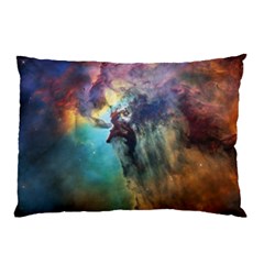 Lagoon Nebula Interstellar Cloud Pastel Pink, Turquoise And Yellow Stars Pillow Case by genx