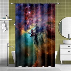 Lagoon Nebula Interstellar Cloud Pastel Pink, Turquoise And Yellow Stars Shower Curtain 48  X 72  (small) 