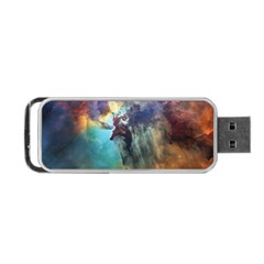 Lagoon Nebula Interstellar Cloud Pastel Pink, Turquoise And Yellow Stars Portable Usb Flash (one Side) by genx