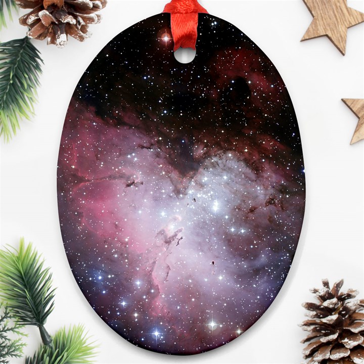 Eagle Nebula Wine Pink and Purple pastel Stars Astronomy Ornament (Oval)