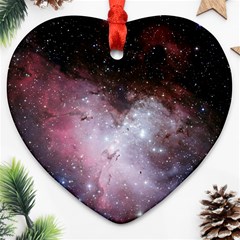 Eagle Nebula Wine Pink And Purple Pastel Stars Astronomy Ornament (heart) by genx