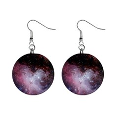 Eagle Nebula Wine Pink And Purple Pastel Stars Astronomy Mini Button Earrings