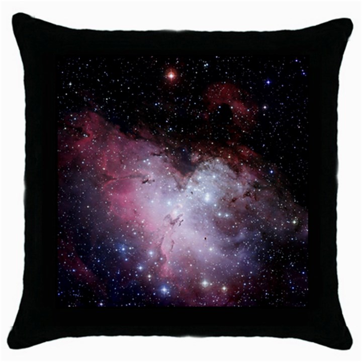 Eagle Nebula Wine Pink and Purple pastel Stars Astronomy Throw Pillow Case (Black)