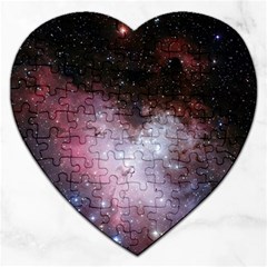 Eagle Nebula Wine Pink And Purple Pastel Stars Astronomy Jigsaw Puzzle (heart)