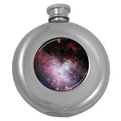 Eagle Nebula Wine Pink And Purple Pastel Stars Astronomy Round Hip Flask (5 Oz)