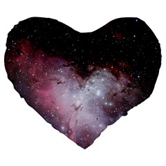 Eagle Nebula Wine Pink And Purple Pastel Stars Astronomy Large 19  Premium Flano Heart Shape Cushions