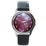 Christmas Tree cluster red stars nebula constellation Astronomy Round Metal Watch Front