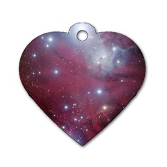 Christmas Tree Cluster Red Stars Nebula Constellation Astronomy Dog Tag Heart (two Sides)