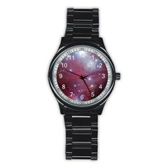 Christmas Tree Cluster Red Stars Nebula Constellation Astronomy Stainless Steel Round Watch by genx