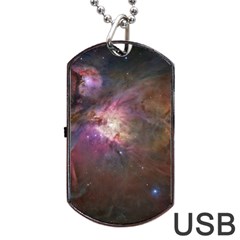 Orion Nebula Star Formation Orange Pink Brown Pastel Constellation Astronomy Dog Tag Usb Flash (two Sides) by genx