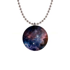 Carina Nebula Ngc 3372 The Grand Nebula Pink Purple And Blue With Shiny Stars Astronomy 1  Button Necklace by genx