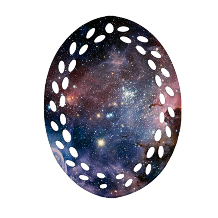 Carina Nebula NGC 3372 the Grand Nebula Pink Purple and Blue with shiny stars Astronomy Oval Filigree Ornament (Two Sides)