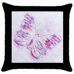 Colorful Butterfly Purple Throw Pillow Case (black) by Mariart