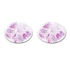 Colorful Butterfly Purple Cufflinks (oval) by Mariart