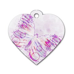 Colorful Butterfly Purple Dog Tag Heart (two Sides) by Mariart