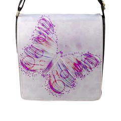 Colorful Butterfly Purple Flap Closure Messenger Bag (l) by Mariart