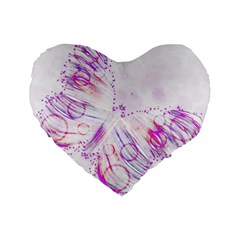 Colorful Butterfly Purple Standard 16  Premium Flano Heart Shape Cushions by Mariart