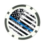 USA Flag The thin blue line I back the blue USA Flag Grunge on white background Poker Chip Card Guard Front