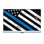 USA Flag The thin blue line I back the blue USA Flag Grunge on black background Business Card Holder Front