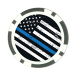 USA Flag The thin blue line I back the blue USA Flag Grunge on black background Poker Chip Card Guard Front